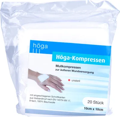 Obrázok produktu pre HOEGA KOMPRESSEN UNSTERIL DIN61630 10x10CM 8-FACH, 20 St KOM