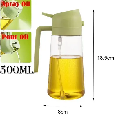 Produktbild von 500ml Ölsprühflasche, 2in1 Multifunktional, Ölsprüher Dose Sprühflasche Ölglas Ölsprüher Speiseöl Spray zum Kochen, Grillen, Backen, Heißluft.Farbe:1 Stück - Grün