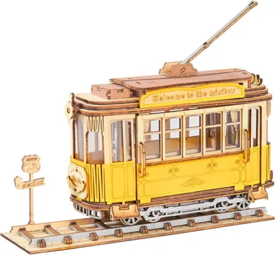Produktbild von Baukasten Robotime Tramcar TG505 Holz 18 x 5,8 x 14 cm