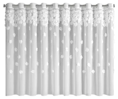 Zdjęcie produktu dla Firana gotowa DIANA 350x160 cm biała róże szyfonowa na przelotkach