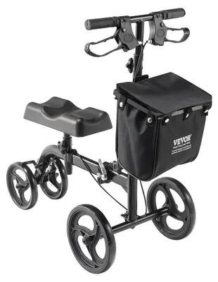 Immagine prodotto di VEVOR knee roller, deambulatore per ginocchia Acciaio al carbonio con manubrio e ginocchiera regolabili in altezza, ruote solide, doppi freni, rullo per il recupero delle gambe dopo fratture della caviglia e del piede