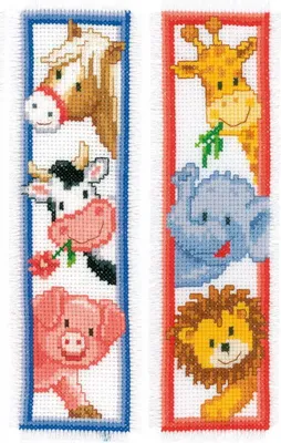 Immagine prodotto di Segnalibro Vervaco a punto croce "Animali" set di 2, schema di conteggio, 6x20cm