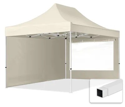 Immagine prodotto di TOOLPORT 3x4,5m gazebo pieghevole con laterali (finestre panoramiche), ECONOMY acciaio, crema