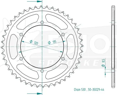 Produktbild von ESJOT Kettenrad "35029", 530, Stahl, 45 Zähne