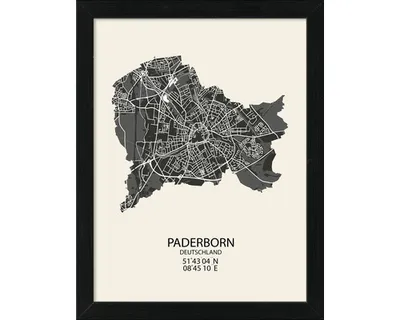 Produktbild von Gerahmtes Bild Paderborn Landkarte IV 33x43 cm