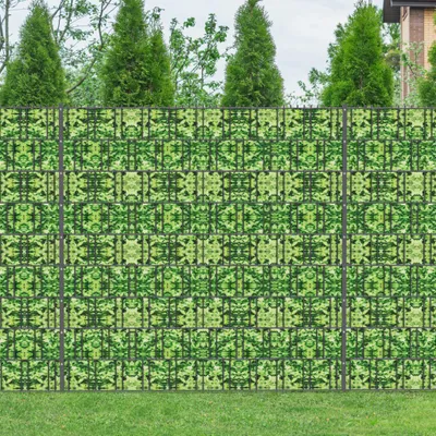 Produktbild von YZNAHRE Sichtschutzstreifen für Doppelstabmatten 35m x 19cm PVC Zaun Sichtschutz mit 20 Clips Blickdicht Anti-UV Sichtschutzfoile, Kleine Blätter