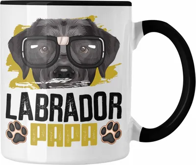 Produktbild von Trendation - Labrador Papa Besitzer Tasse Geschenk Lustiger Spruch Geschenkidee Labrador Liebhaber (Schwarz)