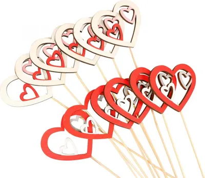 Produktbild von Blumenstecker Herz Rot Dekostecker 7cm Valentinstag Muttertag Hochzeit 12St