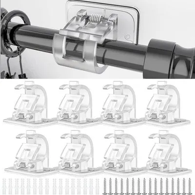 Image de Crochets transparents autocollants pour rideaux, sans perçage, lot de 8.