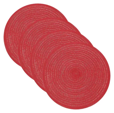 Immagine prodotto di 4 sottopiatti rotondi intrecciati, diametro 30 cm, resistenti al calore, colore rosso