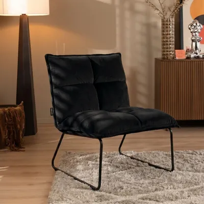 Produktbild von Bronx71 Samt Sessel Malaga modern schwarz