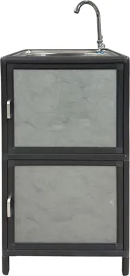 Produktbild von Outdoorspüle S Gerti Grau 46x83x41 cm mit Kaltwasserhahn, Abflussschlauch, 3/4 Zoll Anschluss