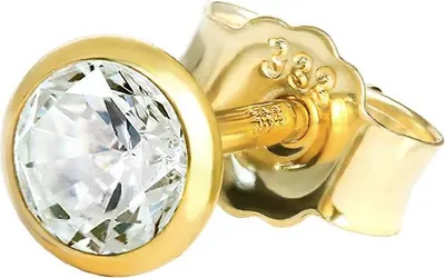 Produktbild von Einzel Kleine Ohrstecker 4,0mm Gelbgold 333 8 Karat Gold Ohrring Zirkona Weiß
