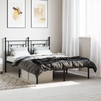 Produktbild von Design Möbel Bettgestell mit Kopfteil Metall Schwarz 140x200 cm - 2024 Neu
