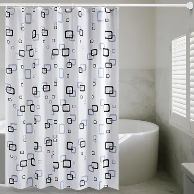 Produktbild von Halbtransparenter PEVA-Duschvorhang 200/220/240 cm, quadratisches Muster, schimmelresistent für Badewanne