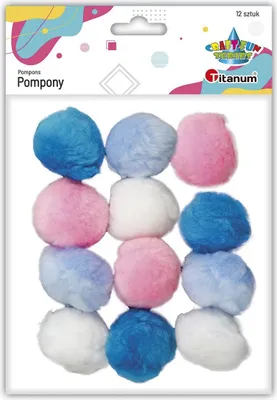 Zdjęcie produktu dla Pompony akrylowe 40mm mix kolorów 12szt
