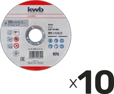 Obrázok produktu pre KWB rezný kotúč, 711812, 125x1,0 mm, 10 kusov