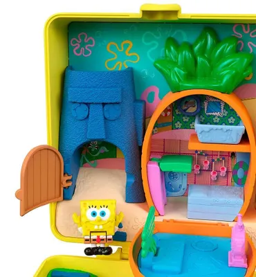 Produktbild von Polly Pocket Mikropuppen und Spielset, SpongeBob-Partnership-Schatulle mit Patrick-Puppe und 7 Zubehörteilen, Haus, 4 Jahr(e), Mehrfarbig, Kunststoff