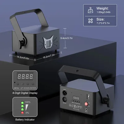 Image de Projecteur laser 3D-RGB - Effet d'éclairage pour scène, compatible DMX - 25 W - 12 V - Prise européenne - Idéal pour DJ et spectacles - Noir