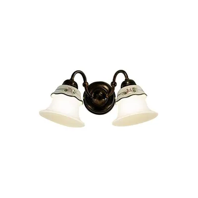 Image de Applique classique Ferrara en métal et céramique, noir dégradé cuivre, 2 lampes E14