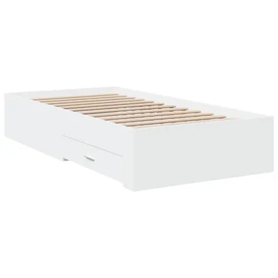Produktbild von Bettgestell mit Schubladen Weiß 90x190 cm Holzwerkstoff