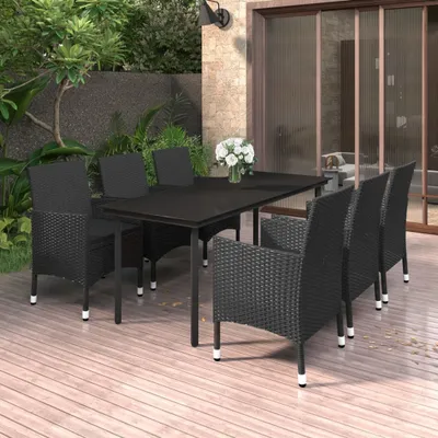 Obrázok produktu pre Maison Exclusive – 7-dielna záhradná jedálenská súprava s vankúšmi z polyrotangu a skla