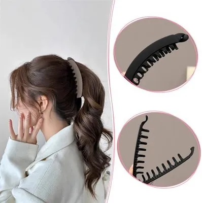 Produktbild von 4 Stück Groß Bananenspange Haare Bunten Banana Clip Bananen Haarspangen für Dickes Haar,Rutschfeste Pferdeschwanz Halter Clip für Damen