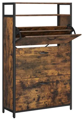 Produktbild von Schuhschrank - Schuhregal - 3 Klappen - 3 Fächer - Für den Flur - Braun