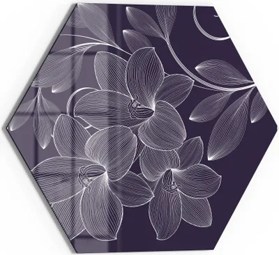 Produktbild von DEQORI Magnettafel Glas 40x35 cm 6-eckig 'Elegante Liliengrafik' beschreibbar Whiteboard