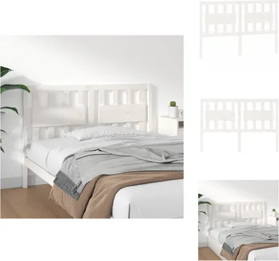 Productafbeelding van vidaXL Hoofdeinde, wit, 145,5 x 4 x 100 cm, massief grenenhout - Hoofdeinde en voeteneinde
