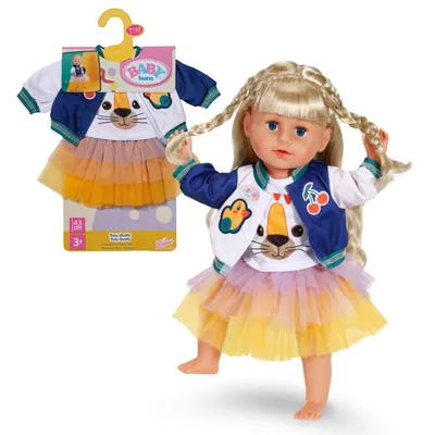 Produktbild von BABY born Tutu Outfit mit buntem Tutu und College-Jacke für 43cm Puppen