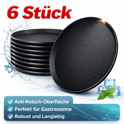Produktbild von 6x Kellnertablett Serviertablett Antirutsch Tablett Gastronomie Gastro Ø35,5cm