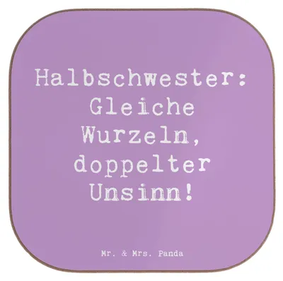 Produktbild von Mr. & Mrs. Panda Untersetzer Tasse Spruch Halbschwester Unsinn - Lavendeltraum - Geschenk, persönliche Erinnerungen, Geschwisterbeziehung, für Gläser, Design, Familie