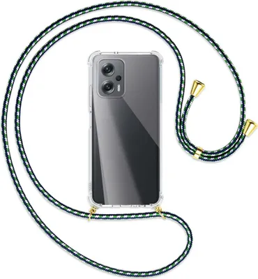 Produktbild von Handykette Backcover-Schutzhülle mit Band (Metall goldfarben) für Xiaomi Poco X4 GT - grün/blau/weiß