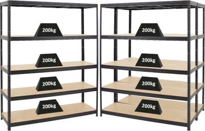 Produktbild von Mega Deal | 3x Schwerlastregal Giant Elephant | HxBxT 180x150x45 cm |  Fachlast 200kg | Schwarz