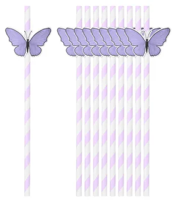 Image de Solidchoice - 80 pailles en papier décorées de motifs de papillons, idéales pour les fêtes