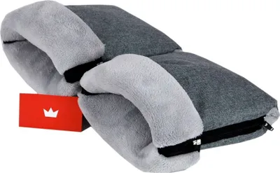 Produktbild von BabyLux Handmuff für Kinderwagen MUFF Reißverschluss MR8 Grau55 + Minky Grau