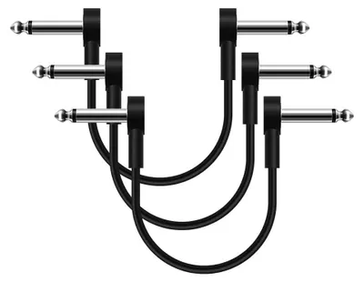 Zdjęcie produktu dla Kabel patch do gitarowego efektu - 15 cm - jack 6,35 mm TS - Czarny - 3 szt.