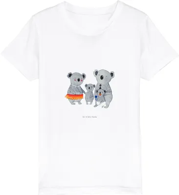 Produktbild von Mr. & Mrs. Panda Kleinkinder T-Shirt Koala Familie 3-4 Jahre (98/104) - Weiß - Geschenk, Kinder, Koalas, Kindershirt, Teenager, Öko, Family, Muttertag, Bio, Baumwoll