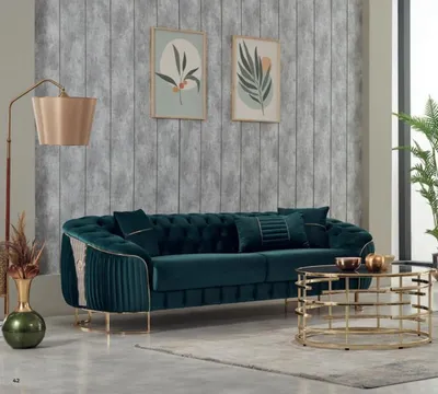 Produktbild von Dreisitzer Sofa 3 Sitzer Stoffsofa Polstersofa Couch Grün Luxus Sofas Couchen