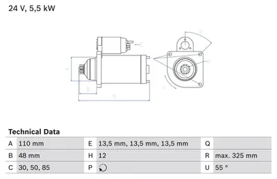 Produktbild von BOSCH 0 986 022 260 Starter Anlasser 5,5kW für DAF XF 105 24V LKW