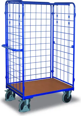 Produktbild von Paketwagen - 3 Gitterwände - Traglast 500 kg - 1.820 x 825 x 1.390 mm (HxBxT) - enzianblau