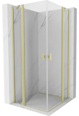 Obrázek produktu pro Mexen Mist Duo sprchová kabina s otevíracími dveřmi 120 x 120 cm, transparentní, kartáčovaná zlatá - 8A4-120-120-55-00