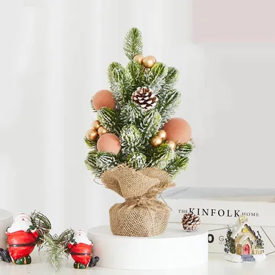 Produktbild von Künstlicher Weihnachtsbaum Tischweihnachtsbaum klein - Gold - Mit Weihnachtskugeln geschmückt - Für Fensterbank, Schreibtisch oder Couchtisch