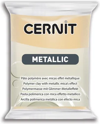 Produktbild von CERNIT CE0870056045C - Block Modelliermasse (Polymer) METALLIC, ofenhärtend, sofort gebrauchsfähig, 56g, geeignet für DIY, Schmuck und Figuren, für Einsteiger und Hobbykünstler, Champagner, 1 Stück