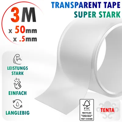 Produktbild von Transparent Tape Extra Stark - 3m x 50mm x 0,5mm