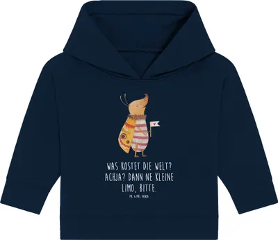 Produktbild von Mr. & Mrs. Panda Organic Baby Hoodie Nachtfalter Fähnchen 12. - 18. Monat - French Navy - Geschenk, Lustige Sprüche, Kapuzensweatshirt, Niedlich, Spruch Lustig, Witzig