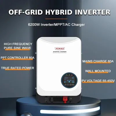Produktbild von Hybrid-Solarwechselrichter, 100A MPPT-Controller, reine Sinuswellenausgabe, 6200W-48V-03-WIFI, 220-240V, 48V