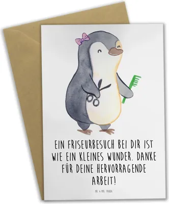 Produktbild von Mr. & Mrs. Panda Grußkarte Friseur Wunder - Weiß - Geschenk, Bedanken, Engagement, hochzeitskarten, babykarte, weihnachtskarten, osterkarten, Danke sagen, Haare