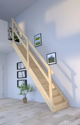 Produktbild von Holztreppe Korfu gerade-Holzgeländer-mit Setzstufen